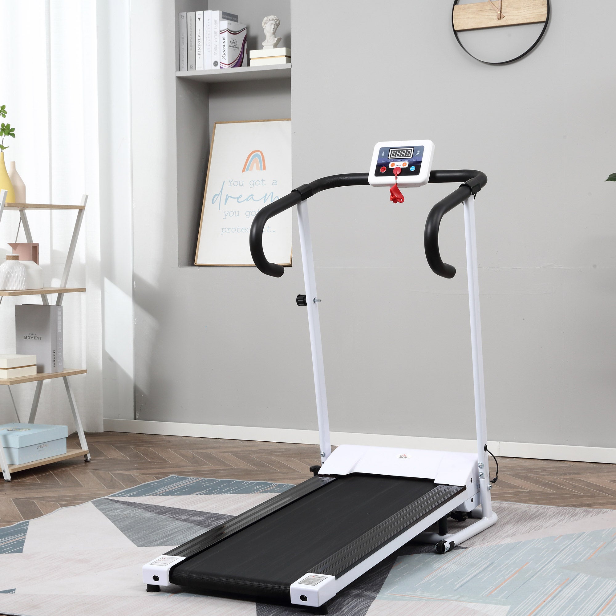 Passadeira dobrável e elétrica de 500w para fitness 1-10km/h com visor lcd e carga máx. 110kg 125x61x118cm - 2