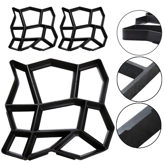 3 piezas Molde de hormigón plástico para jardín: fabricación de losas y adoquines, material duradero y resistente a la corrosión