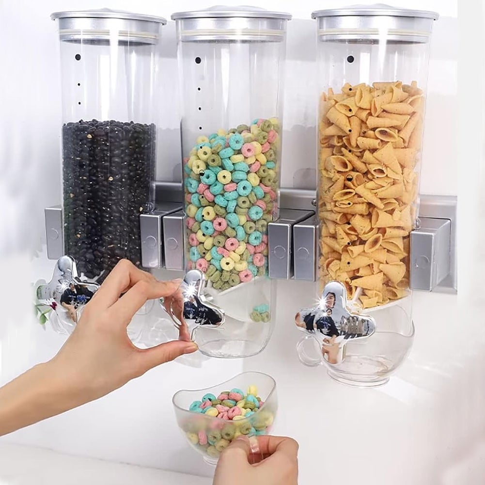 Dispenser Di Cereali Per Alimenti Secchi A Parete Serbatoio Di Stoccaggio Sigillato Per Cereali Design Ermetico E Trasparente Multiuso Per Contenore Da Cucina - 4