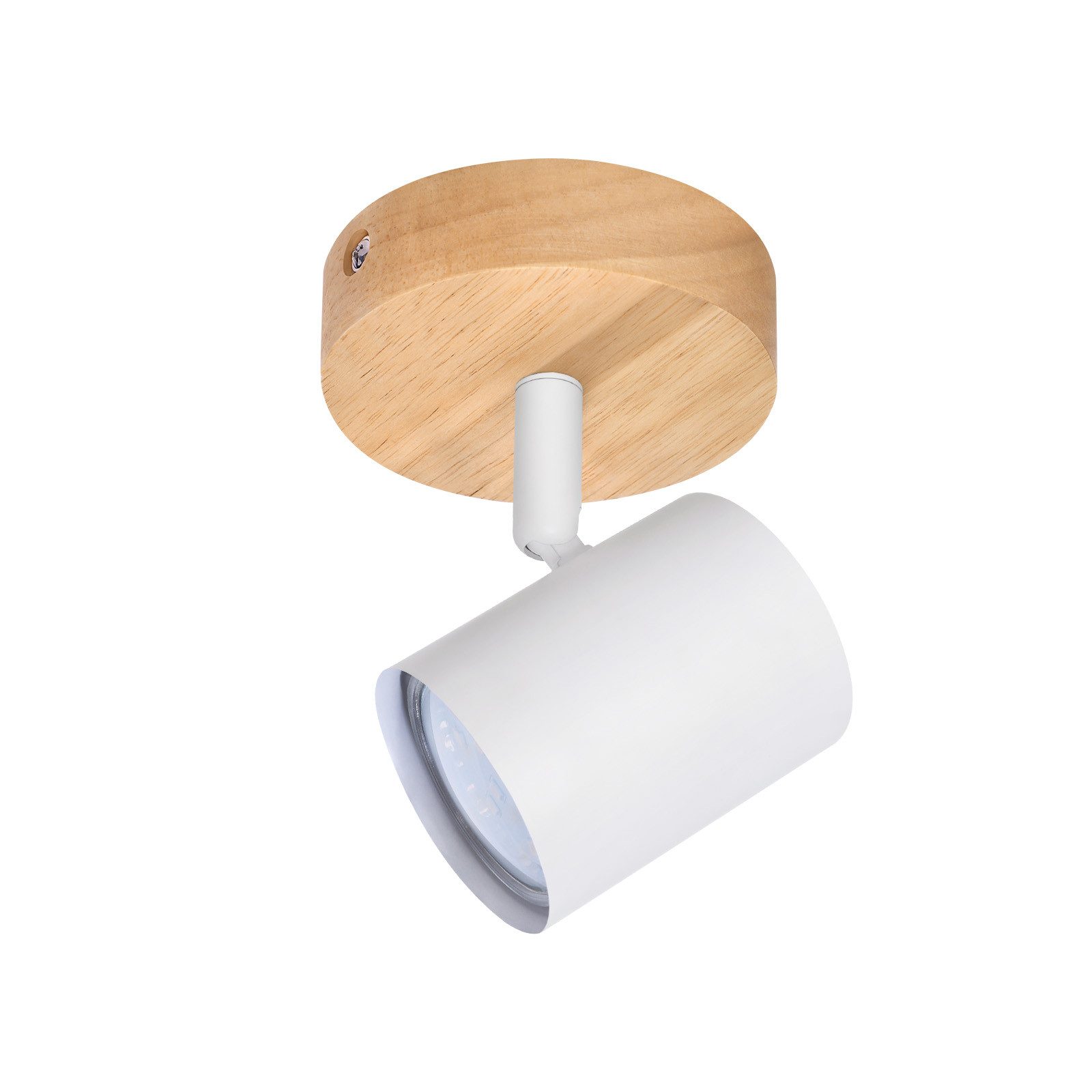 NETTLIFE Plafonnier LED 1 flamme - Blanc Plafonnier GU10 Spot pivotant Applique murale en bois Spot mural pour salon chambre Sans ampoule - 9