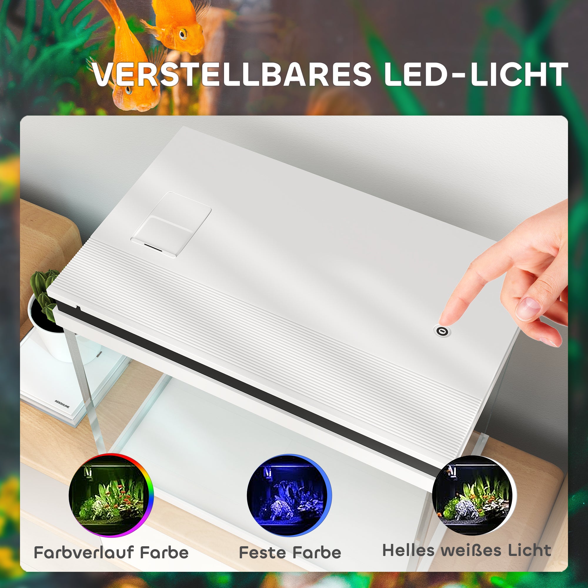 Aquário 41 L em Vidro com Filtro, LED, Bomba, Compacto, para Diferentes Peixes, Branco - 6