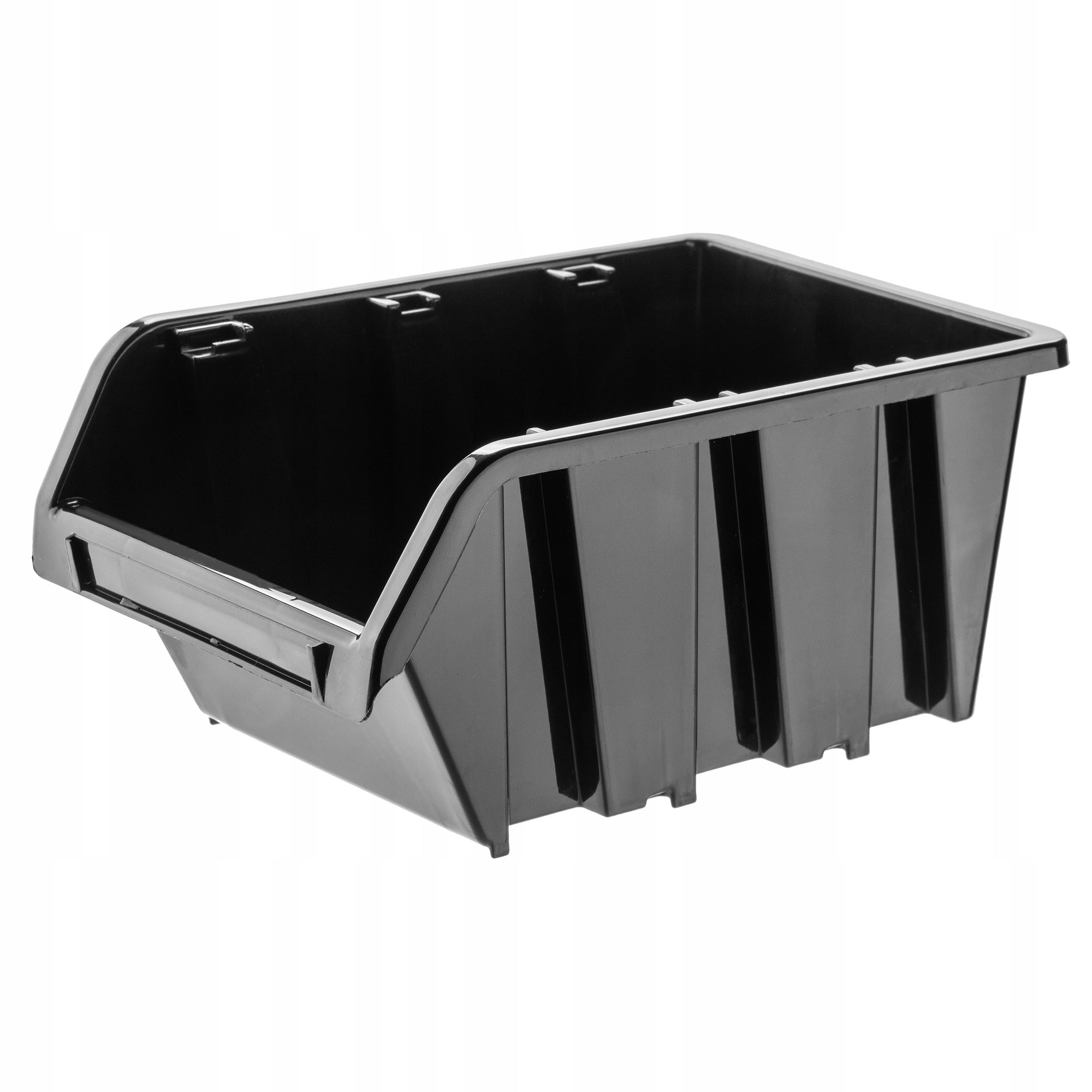 KADAX Boîtes de Rangement Murales, Boîtes Empilables en Plastique pour Organiser Vos Outils, Bacs à Bec pour Garage (Lot de 50 : Noir, 115 x 80mm) - 5