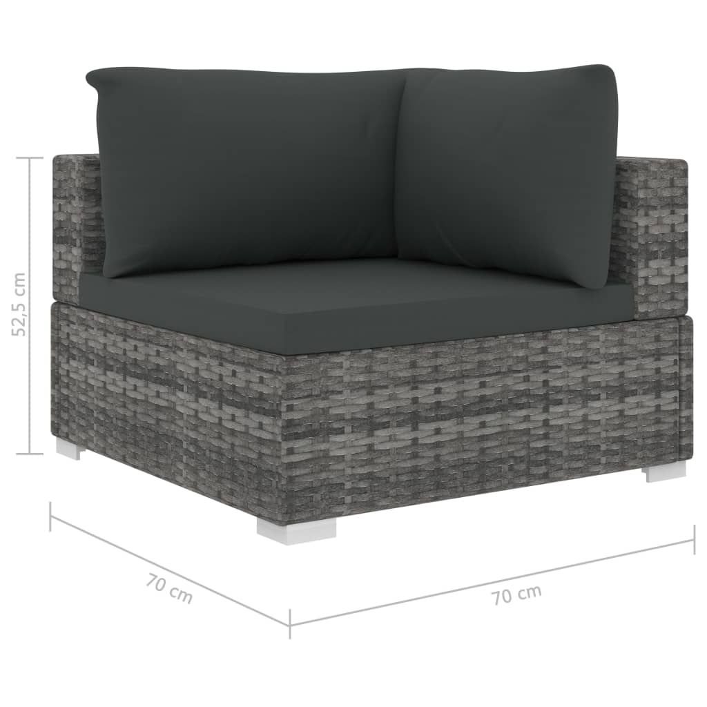 Maison Exclusive - 5 pcs conjunto lounge de jardim c/ almofadões vime PE cinzento - 8