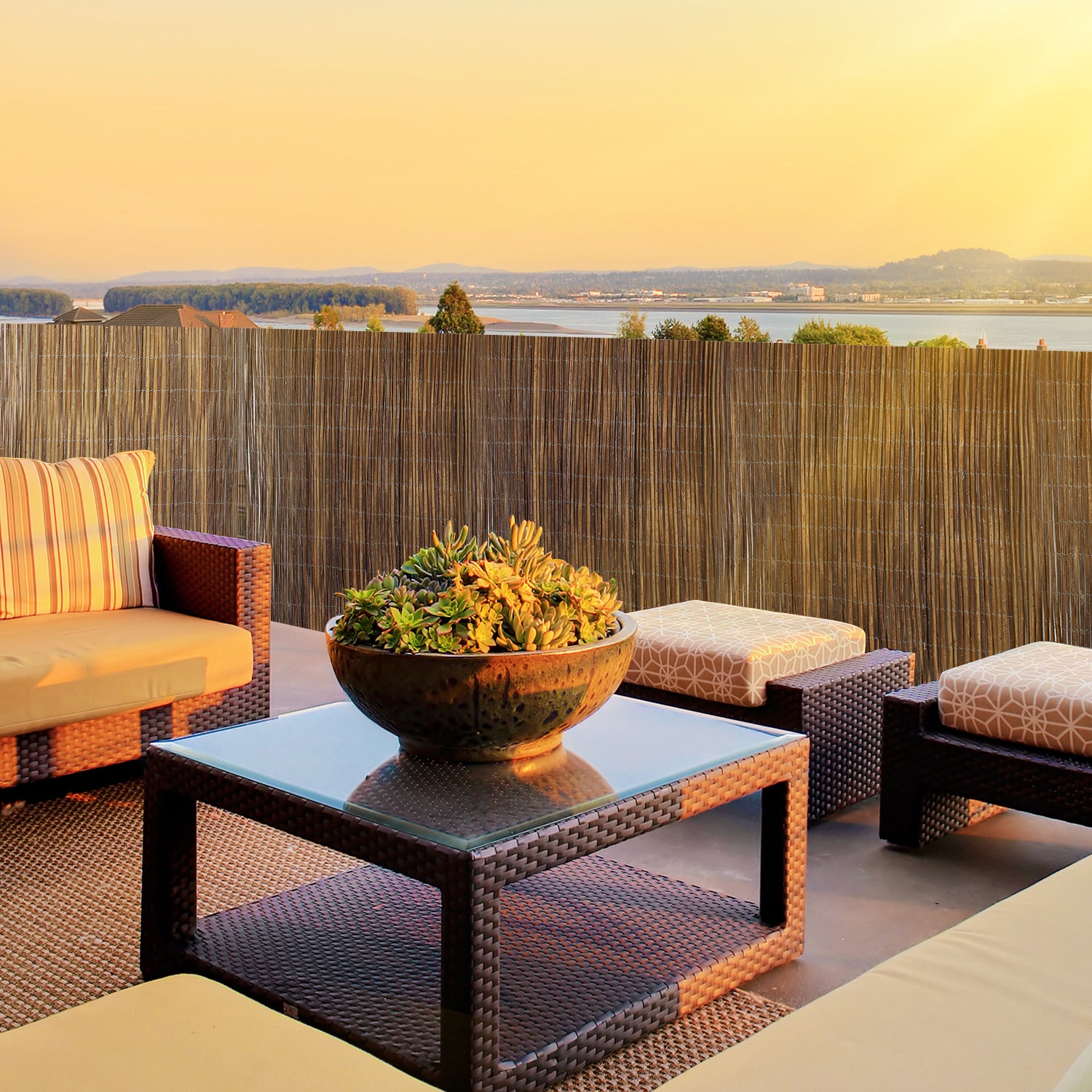 Schermo per la privacy in vimini naturale per balcone spesso 80 x 300 cm, occultamento 85%, ombreggiatura o delimitazione del giardino - 5