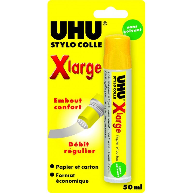 Stylo colle - UHU - Pour papier et carton - Colle transparente - Embout ...