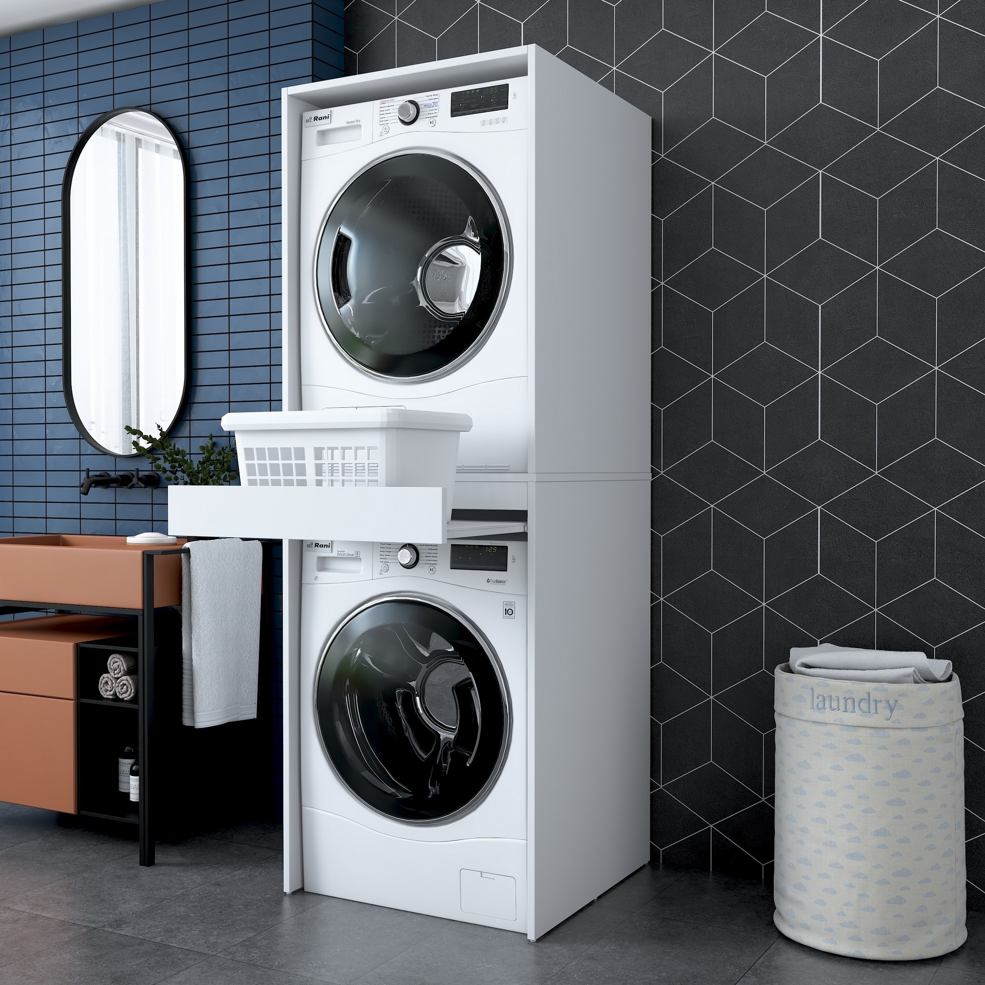 Mueble lavadora secadora KD113-3856 Blanco 66 6x189x65 cm - 2