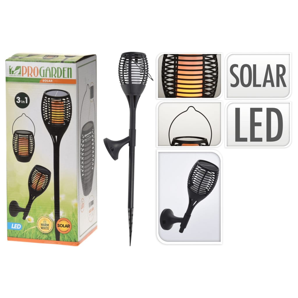 Lampka solarna ogrodowa ProGarden LED 3 w 1 Czarny światło płomienia