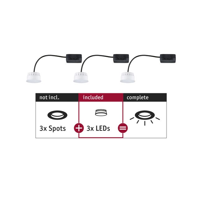 Coin Rond 3 Spot encastré modulaire LED Choose Coin Kit de 3 rond 50 mm Coin 3x6W ...