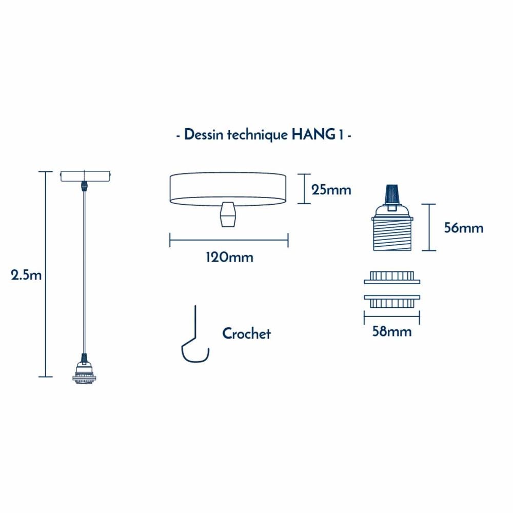 Suspension Hang luminaire 1 corde - Coton édition limitée Bastille - 5