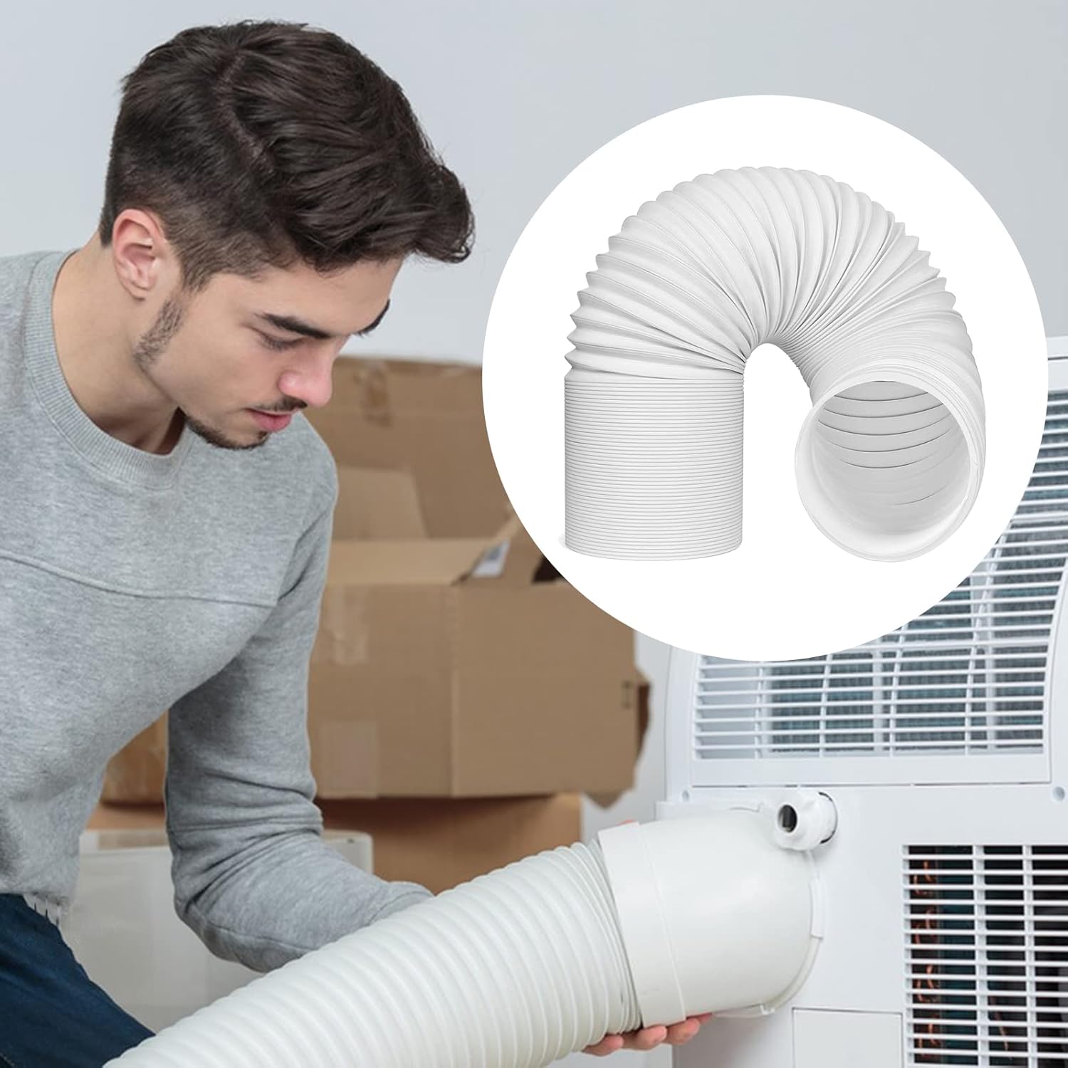 Tuyau d'Évacuation de Climatiseur Mobile Universel 2 M - Kit Diamètre 150 mm pour Climatisation, Déshumidificateur, Extracteur d'Air - 3