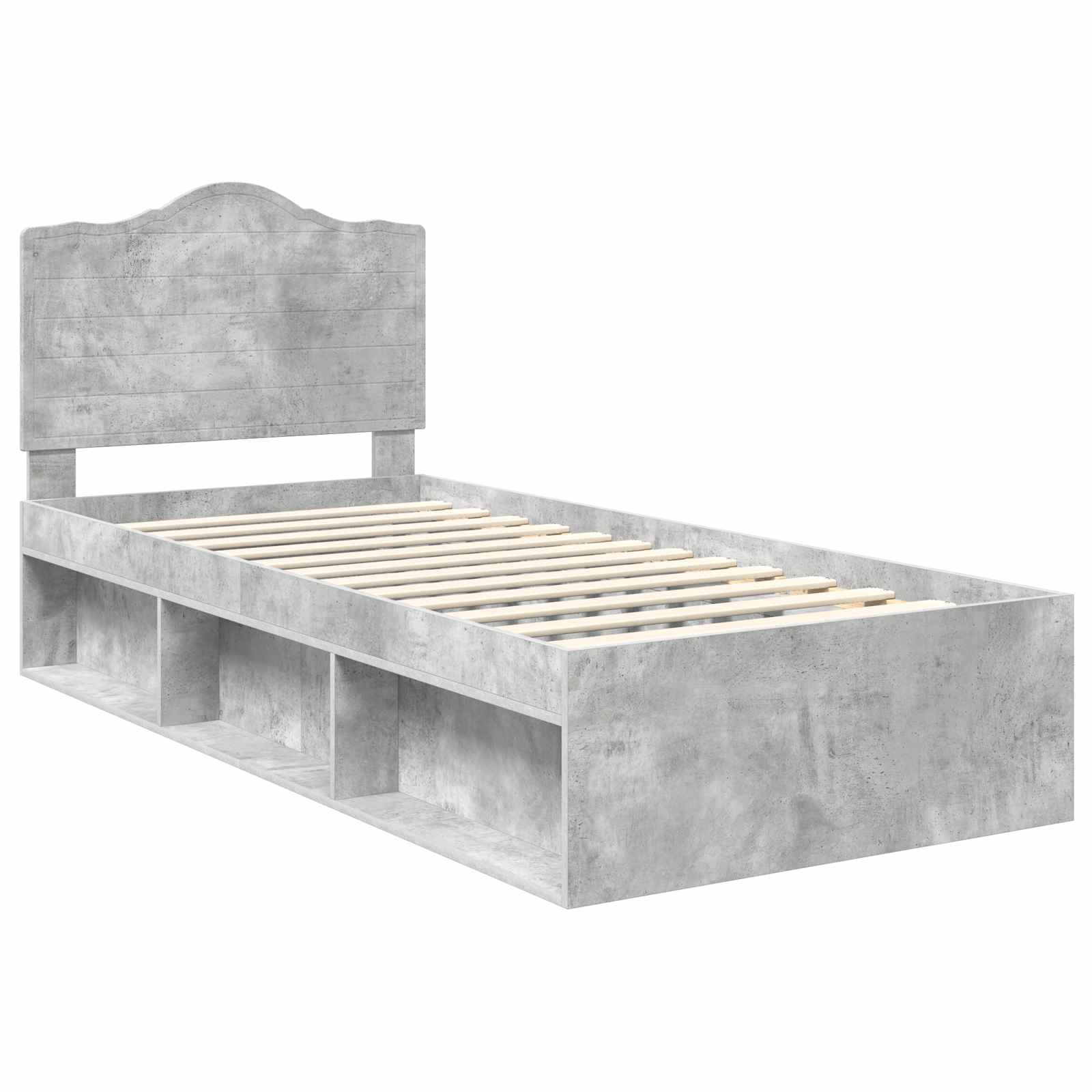 Cadre de lit avec tête de lit Gris Béton 75 x 190 cm Pin massif - 4