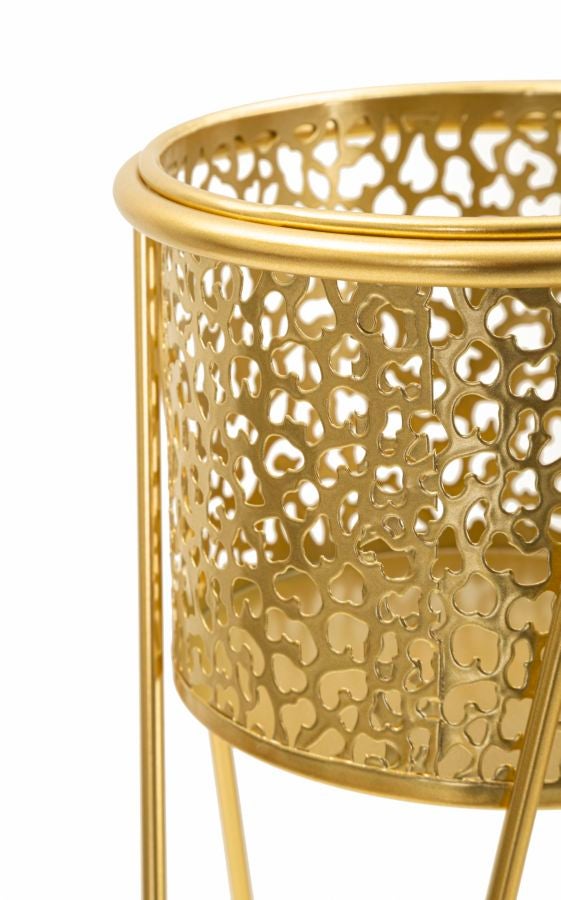 LOT DE 2 PORTE-VASE OR CM 21X20X46-18X18X32 - 3