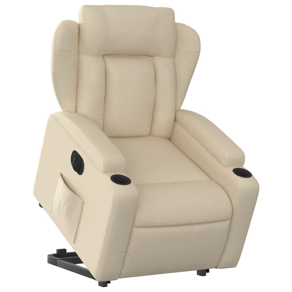 Fauteuil inclinable électrique crème tissu - 3