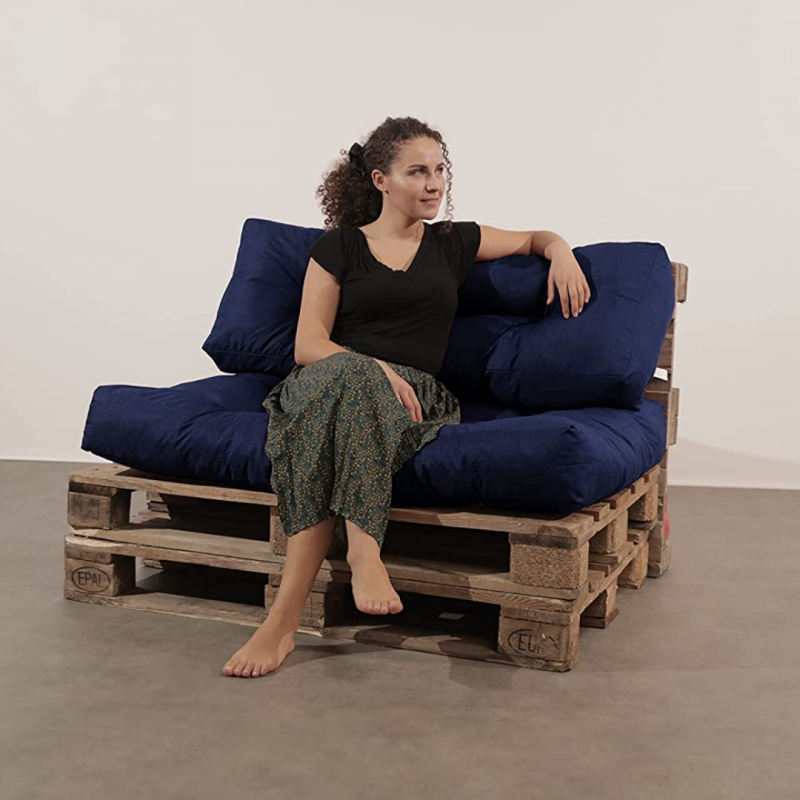 Coussins palette lot en polyester BANANAIR 120x80x15 cm bleu - 5