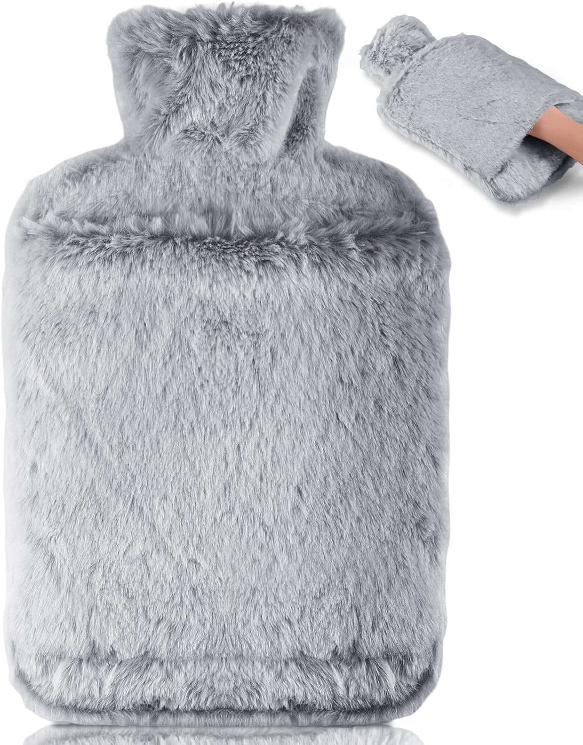 Bouillotte D'Eau Chaude 2 Litres Carrée - Avec Poche Kangourou - Gris - Neuf