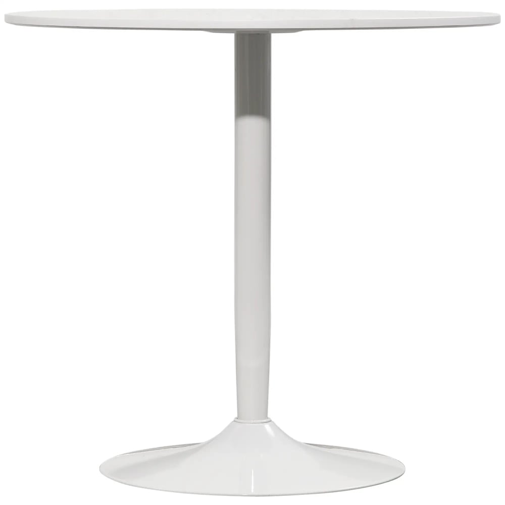 Stół jadalny dla 2 osób, blat okrągły Ø80 cm, płyta MDF i stal, antypoślizgowy, biały, wys. 75 cm