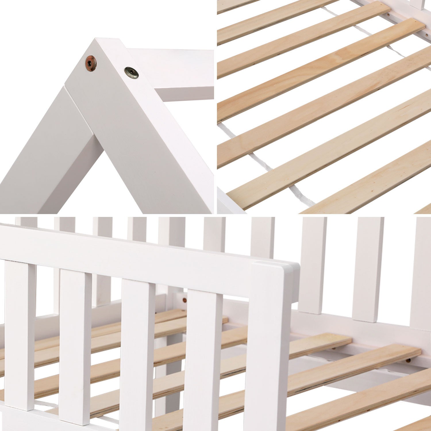 Lit cabane pour enfant 190x90cm blanc MARCEAU - 4