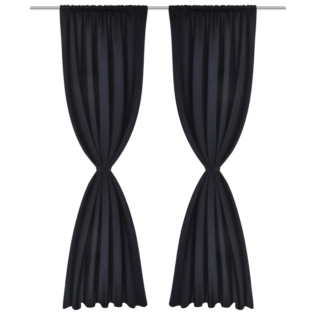 2 cortinas negras oscuras con jaretas, blackout 135 x 245 cm cfw50934