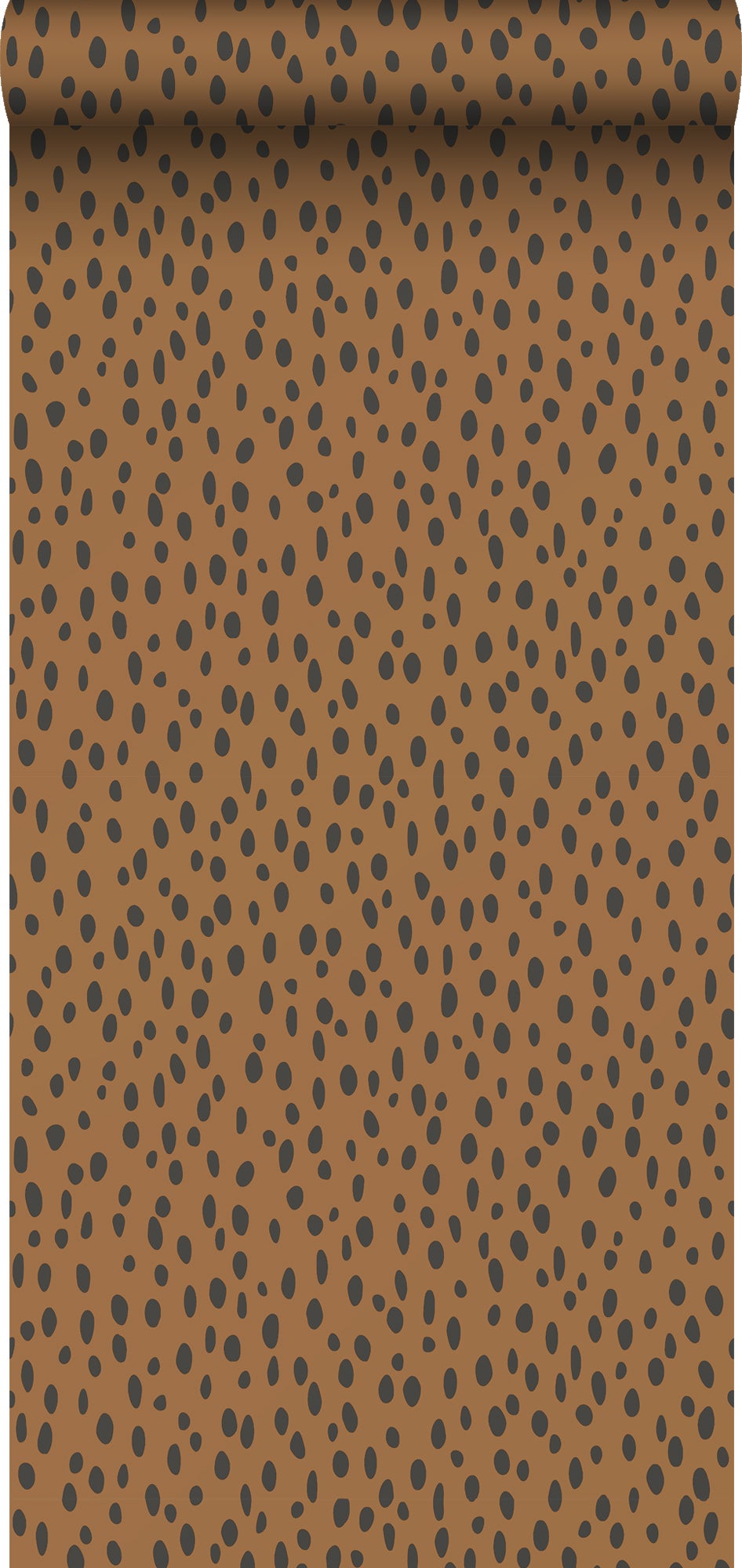 Tapeta kropki ciepłego pomarańczuIczarnym - 53 cm x 10.05 m - ESTAHOME