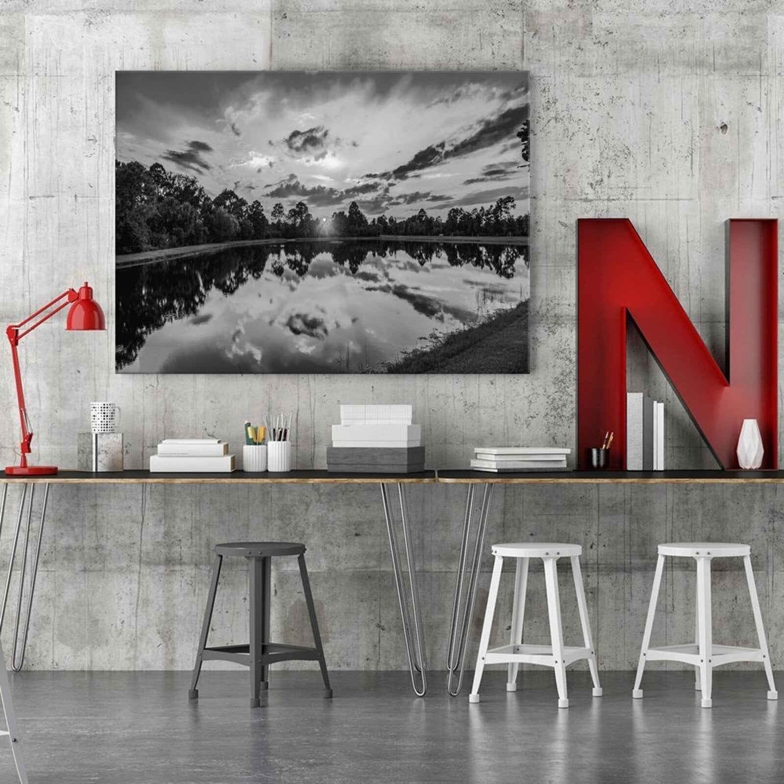 Tableau lever de soleil sur le lac 2 - 60 x 40 cm - 3