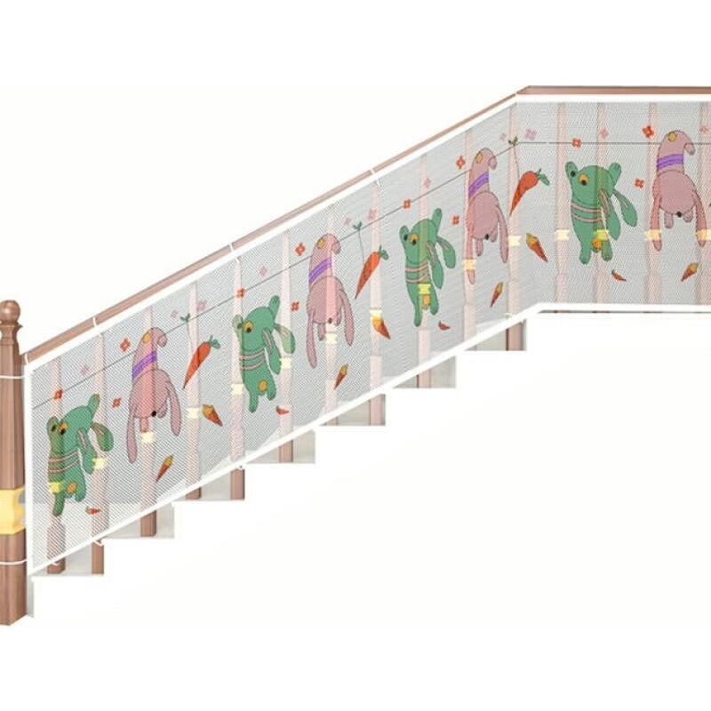 Siatka zabezpieczająca schody, 3 m x 79 cm, wzór zwierzęcy, trwała i urocza dla dzieci i zwierząt