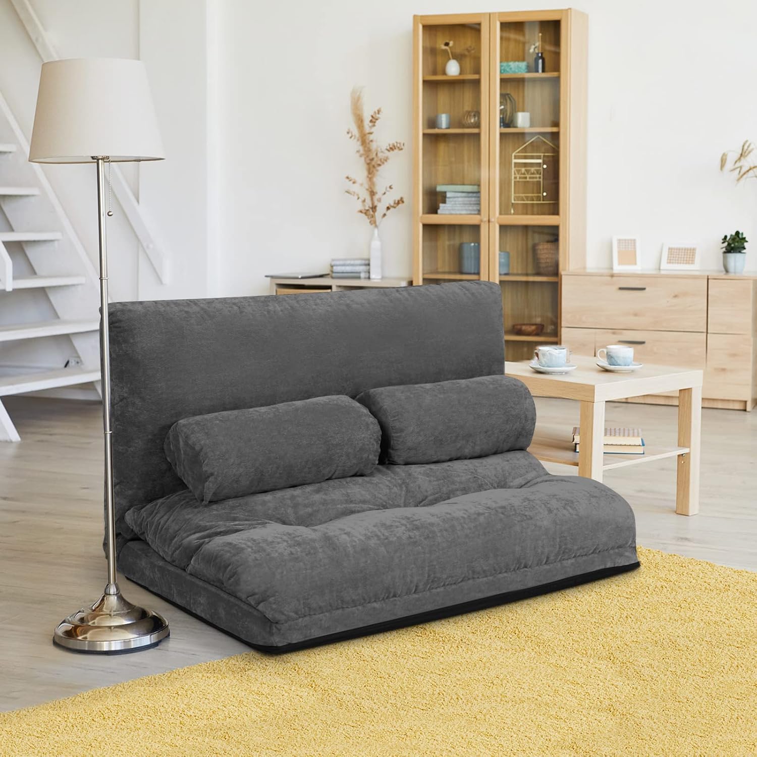 Canapé-lit avec Dossier Inclinable Réglable à 6 Positions, Pliable, pour Salon, Chambre Charge 150KG (156x173x24CM,Gris) - 6