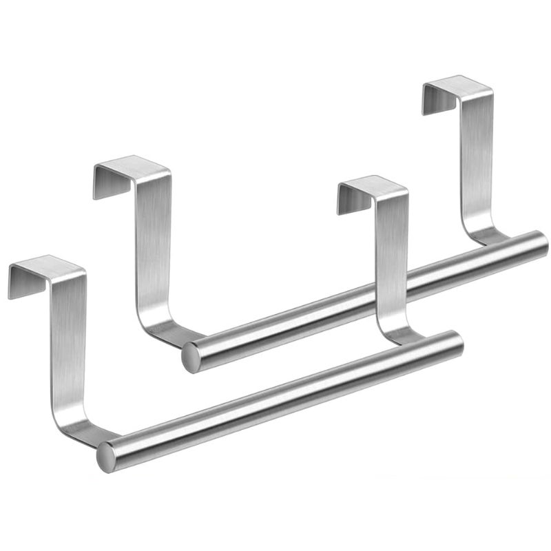 Wieszak na ręczniki na drzwi, nie wymaga wiercenia, do kuchni, łazienki i garderoby, 23 cm, 2 sztuki (srebrny)