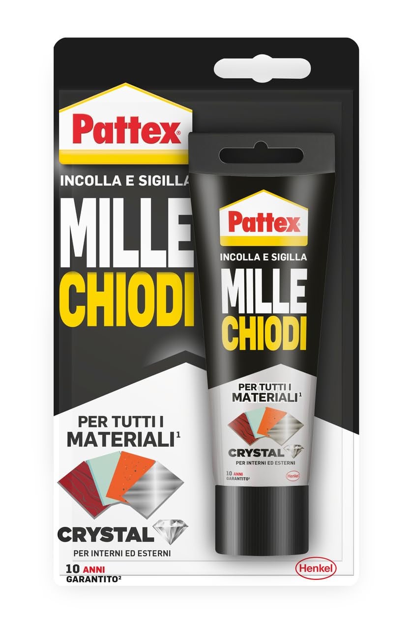 Pattex Millechiodi Crystal adesivo sigillante ideale per vetri e specchi, Adesivo di montaggio di prima qualità, Colla potente per molti materiali, 1