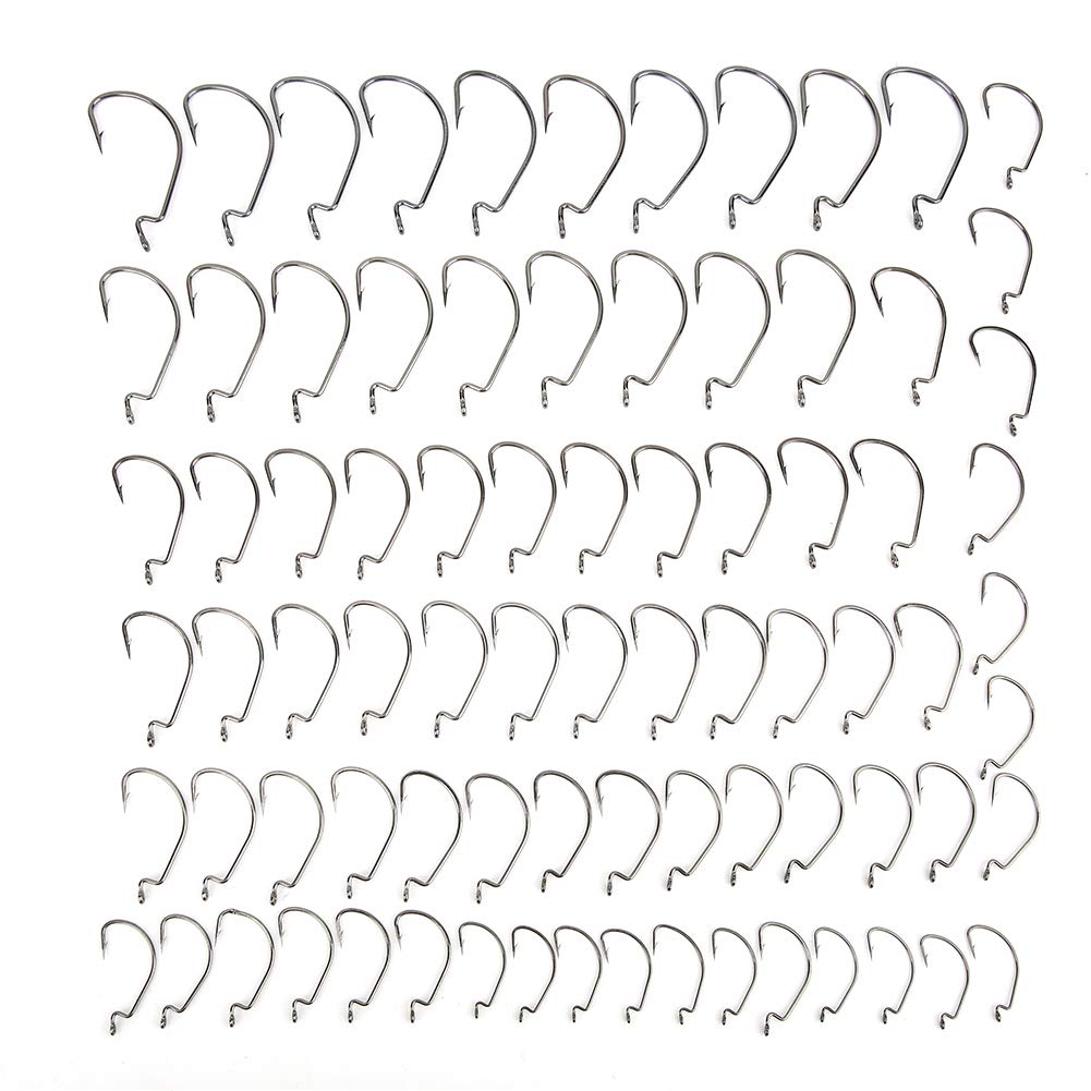 Lot de 500 hameçons de pêche en acier à haute teneur en carbone noir pour eau salée et eau douce avec 10 tailles différentes pour la pêche en plein air (doré