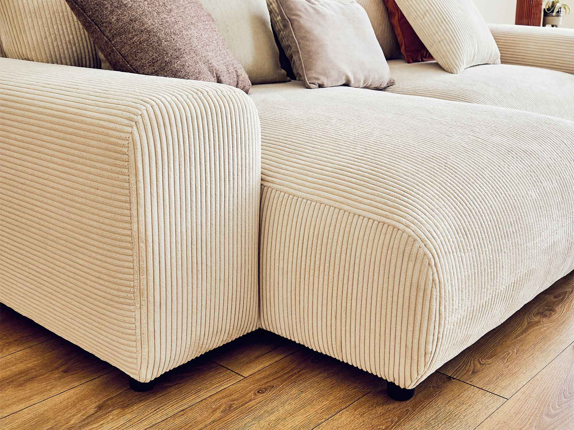 Canapé d'angle réversible 4 places en velours côtelé beige - GARANCE - Best Mobilier - 2