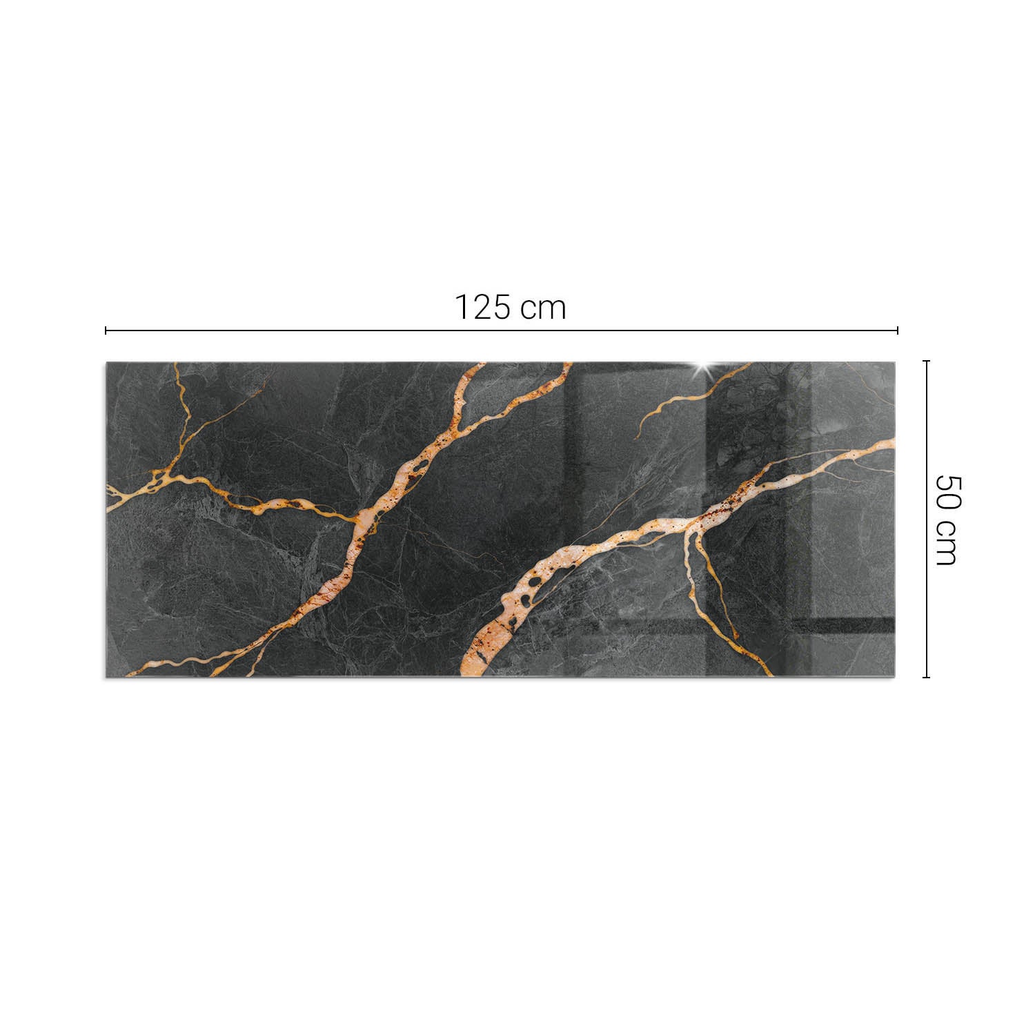 Szkło hartowane na podłogę pod kominek - 125x50 cm - Elegancki marmur z żyłkami - TULUP - 2