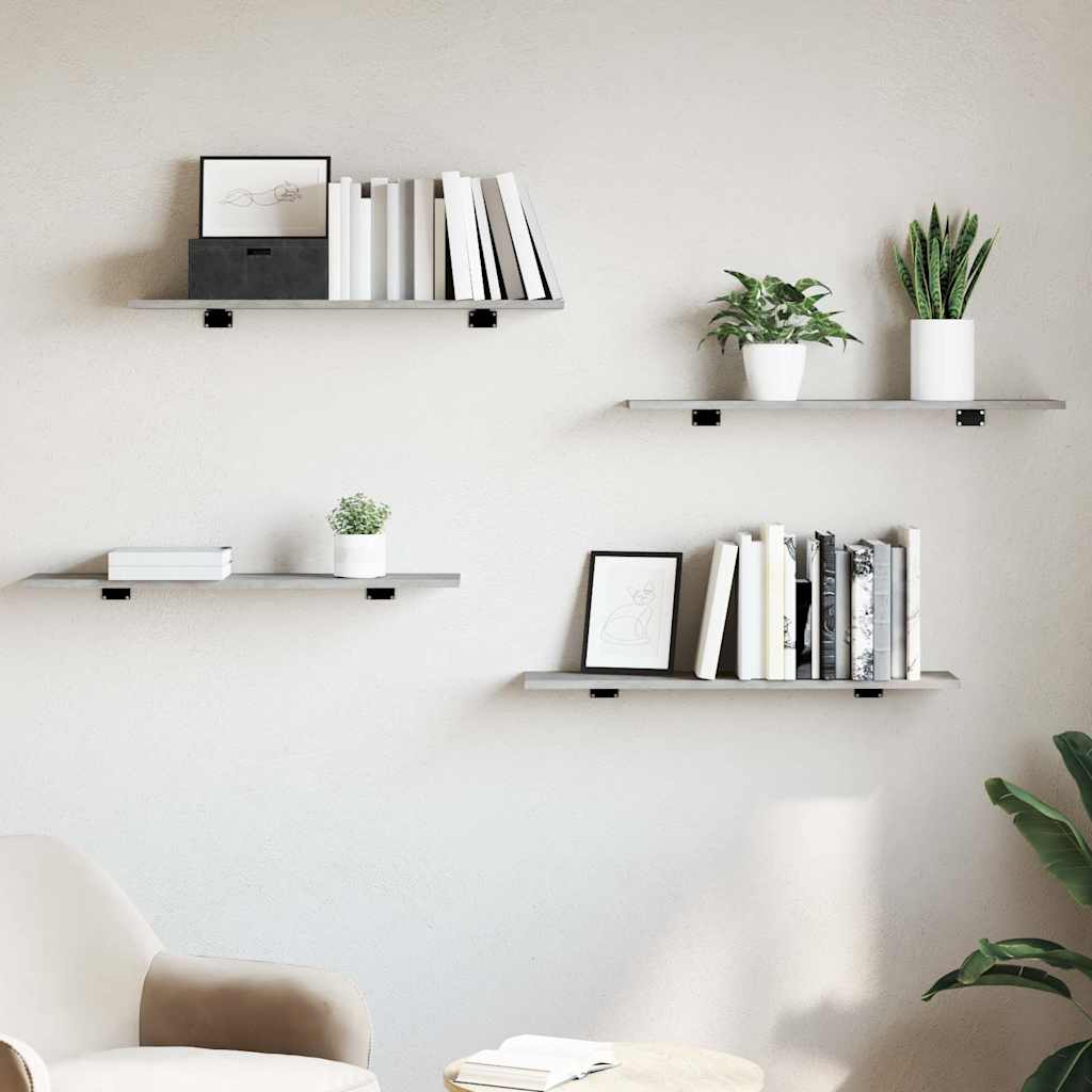 Étagère livre, Étagères pour bibliothèque, lot de 4, gris ciment ...