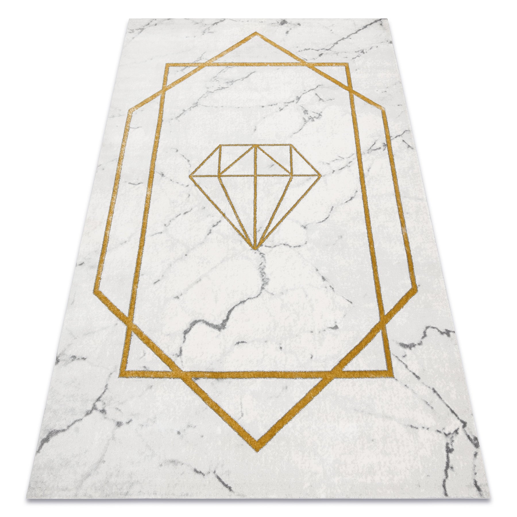 Dywan EMERALD ekskluzywny 1019 glamour, stylowy diament, marmur krem / złoty 160x220 cm