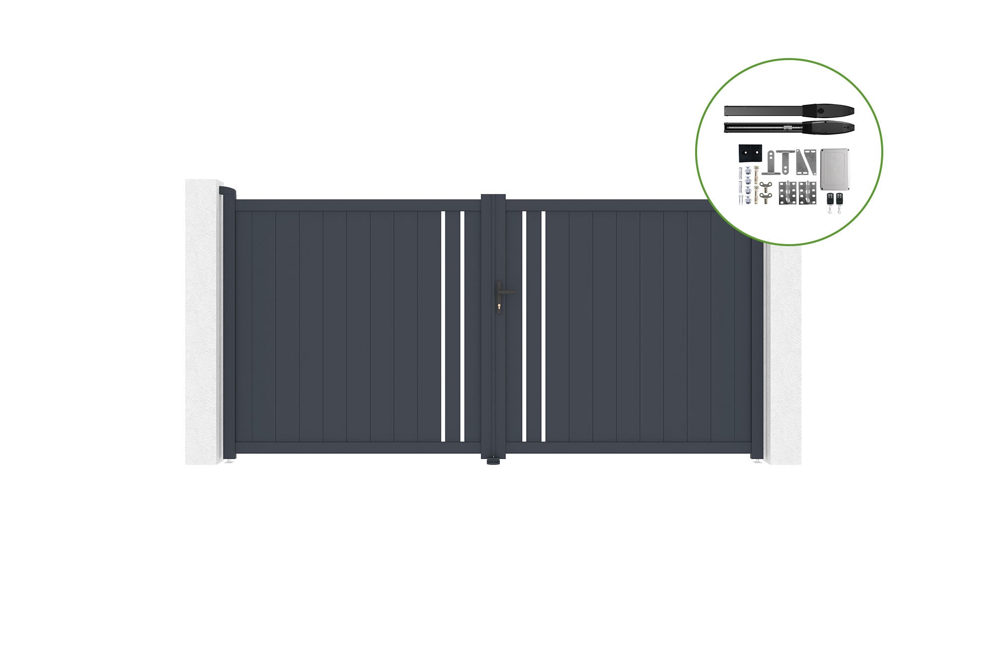 Brama skrzydłowa 3,5m GIONA H.180cm aluminiowa + napęd HICKER B200