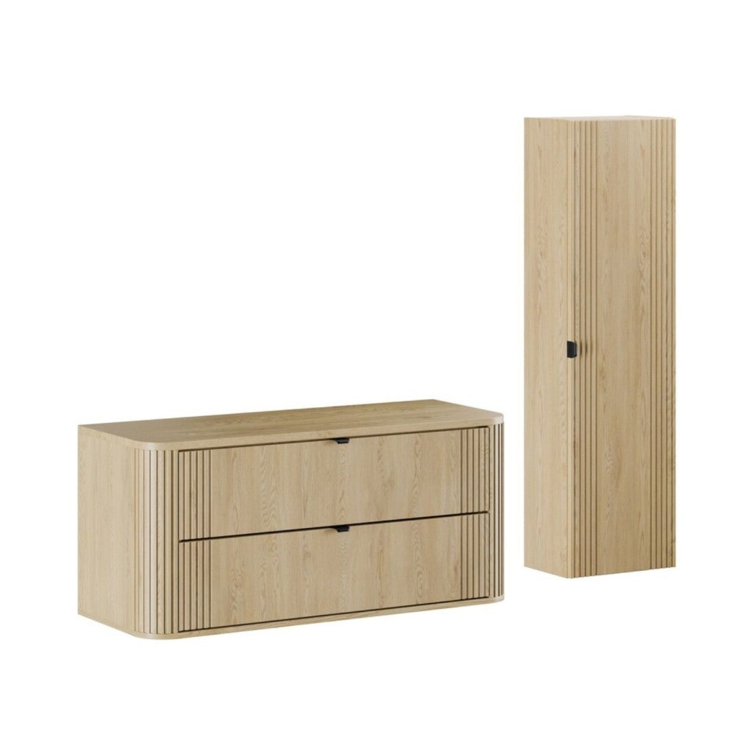 Conjunto de baño kori: mueble bajo lavabo 120cm + superficie para lavabo + columna de almacenamiento