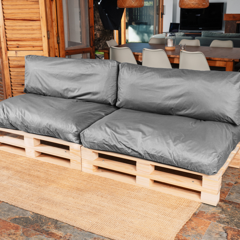 Coussins Palette Déhoussable Imperméable LOT x2 BANANAIR 120x80cm/120x40cm Gris foncé - 6