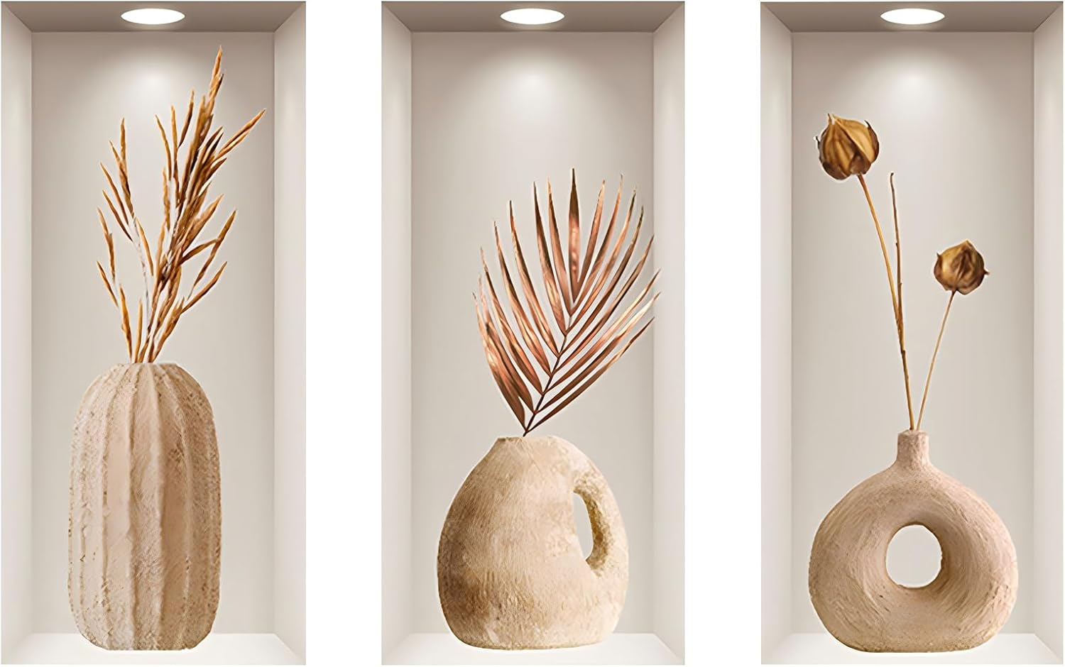 Zestaw 3 naklejek ściennych 3D do łazienki, salonu, kuchni, biura - 23 x 50 cm