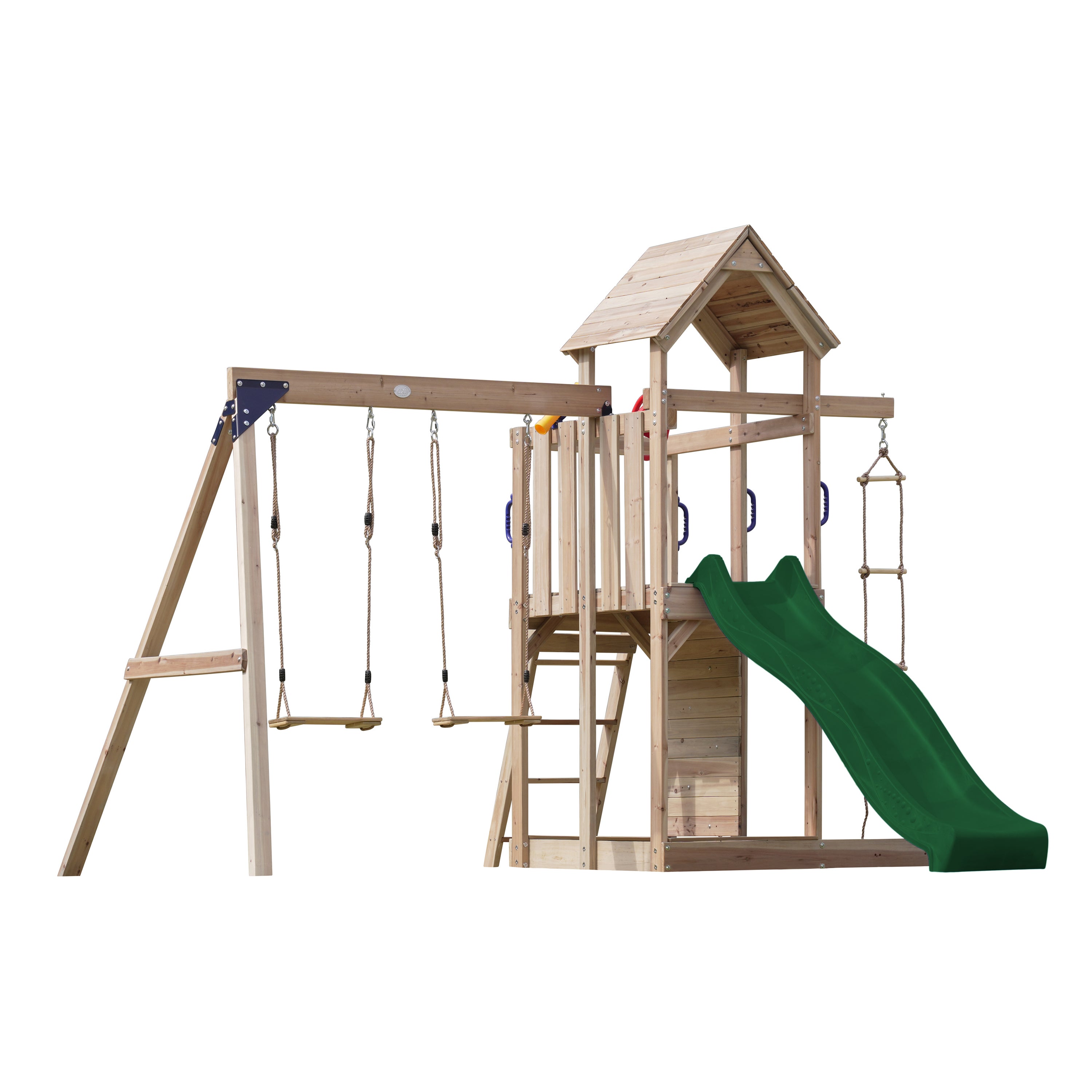 Aire de jeux en bois WICKEY SeaFlyer avec balançoire, toboggan et bac à sable - Rouge - Aire de jeux, portique
