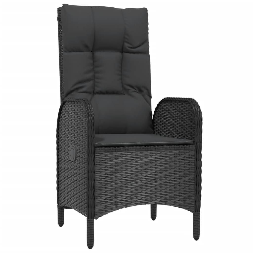 Maison Exclusive - Set da Pranzo Giardino 9pz con Cuscini Nero e Grigio Polyrattan - 5