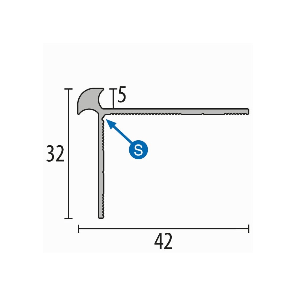 Profilé Aluminium Pour Nez De Marche 32x42 Mm - Lisse, Percé, Encastré - Küberit, Longueur 2500 Mm, Beige