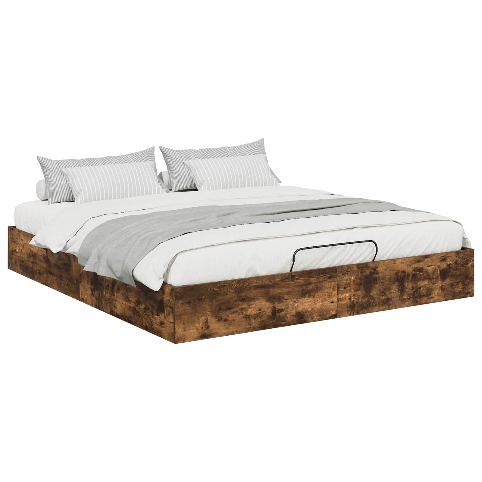 Cadre de lit ottoman avec rangement chêne fumé 203 x 180 x 25 cm - 3