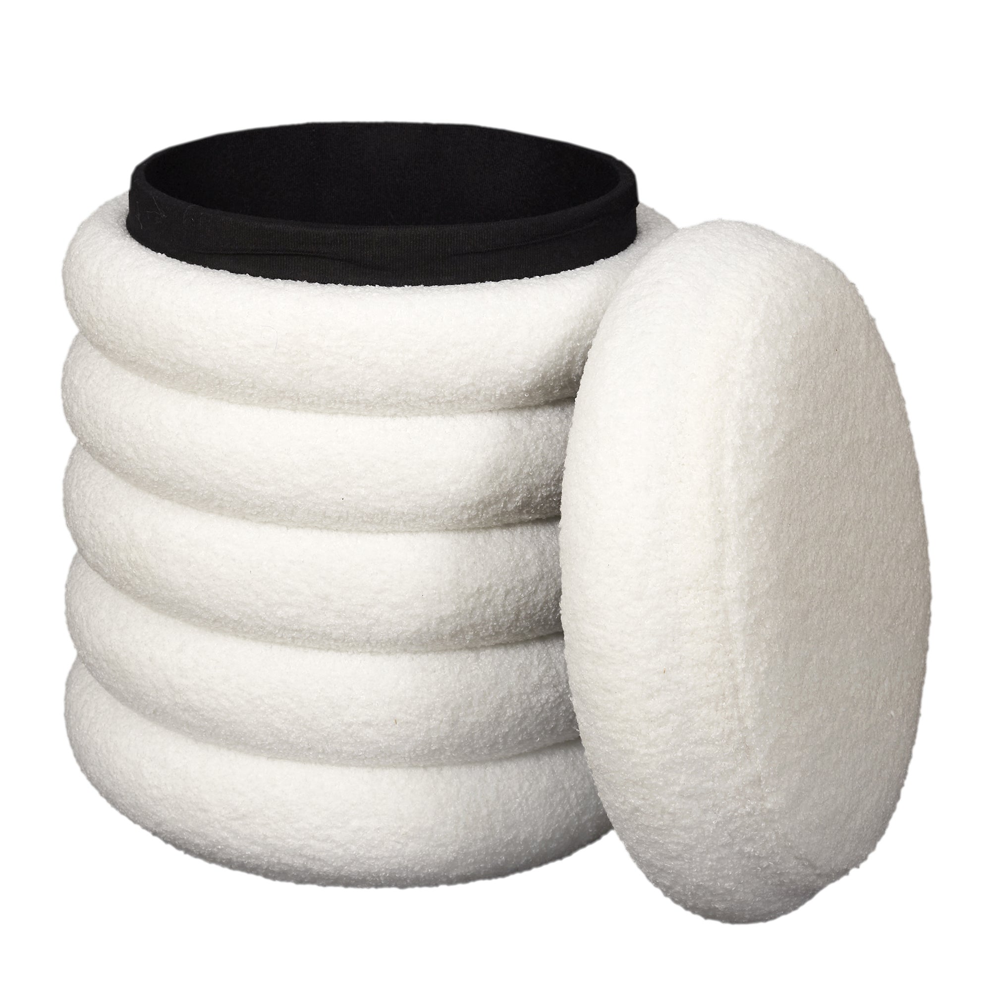 Pouf - Home Deco Factory - Freya - Rangement - Bouclette - Blanc - 2