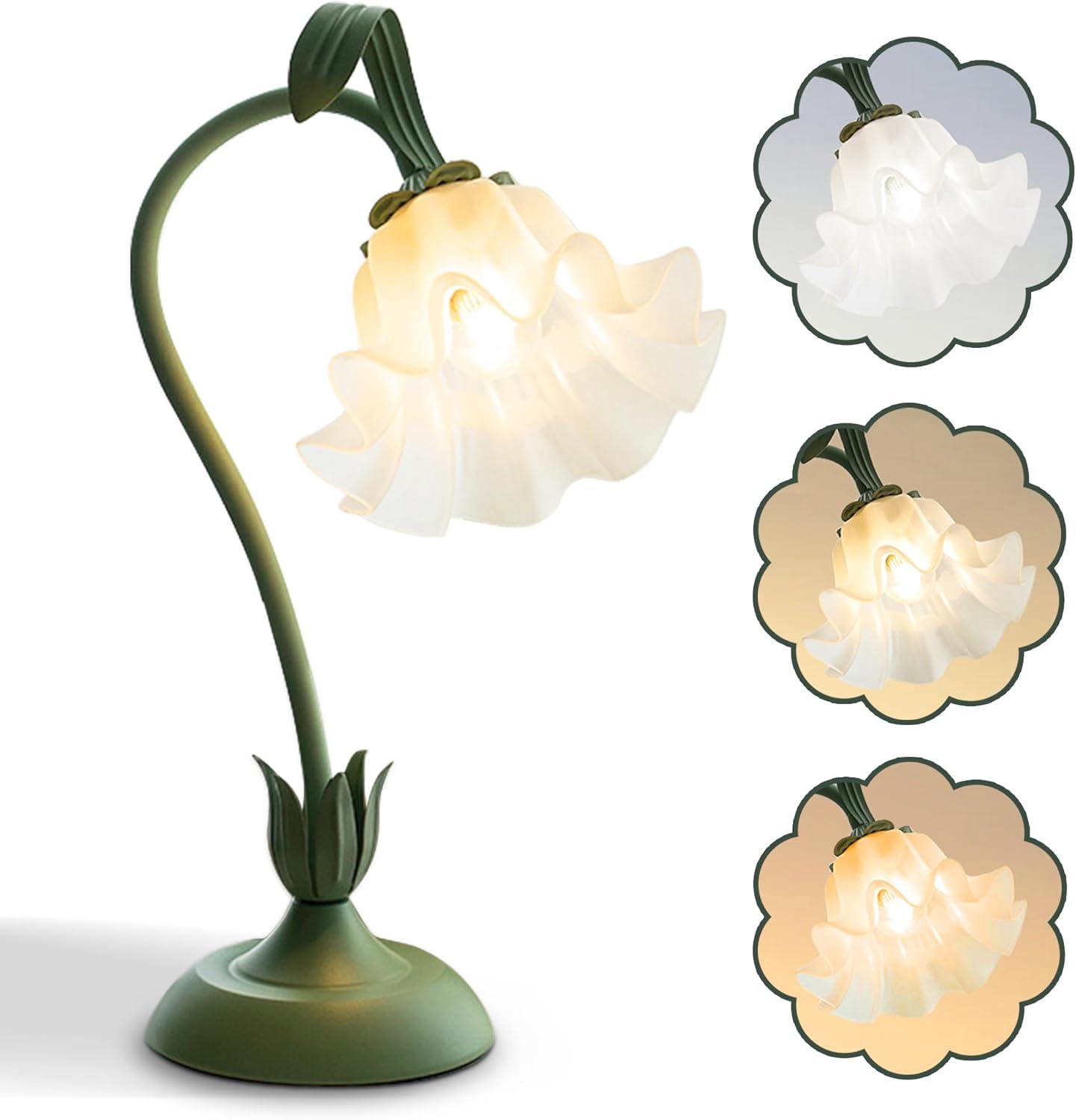 Lampka nocna LED do czytania, lampka nocna z motywem kwiatowym w stylu retro, 3 tryby kolorów, odpowiednia do oświetlenia salonu i sypialni