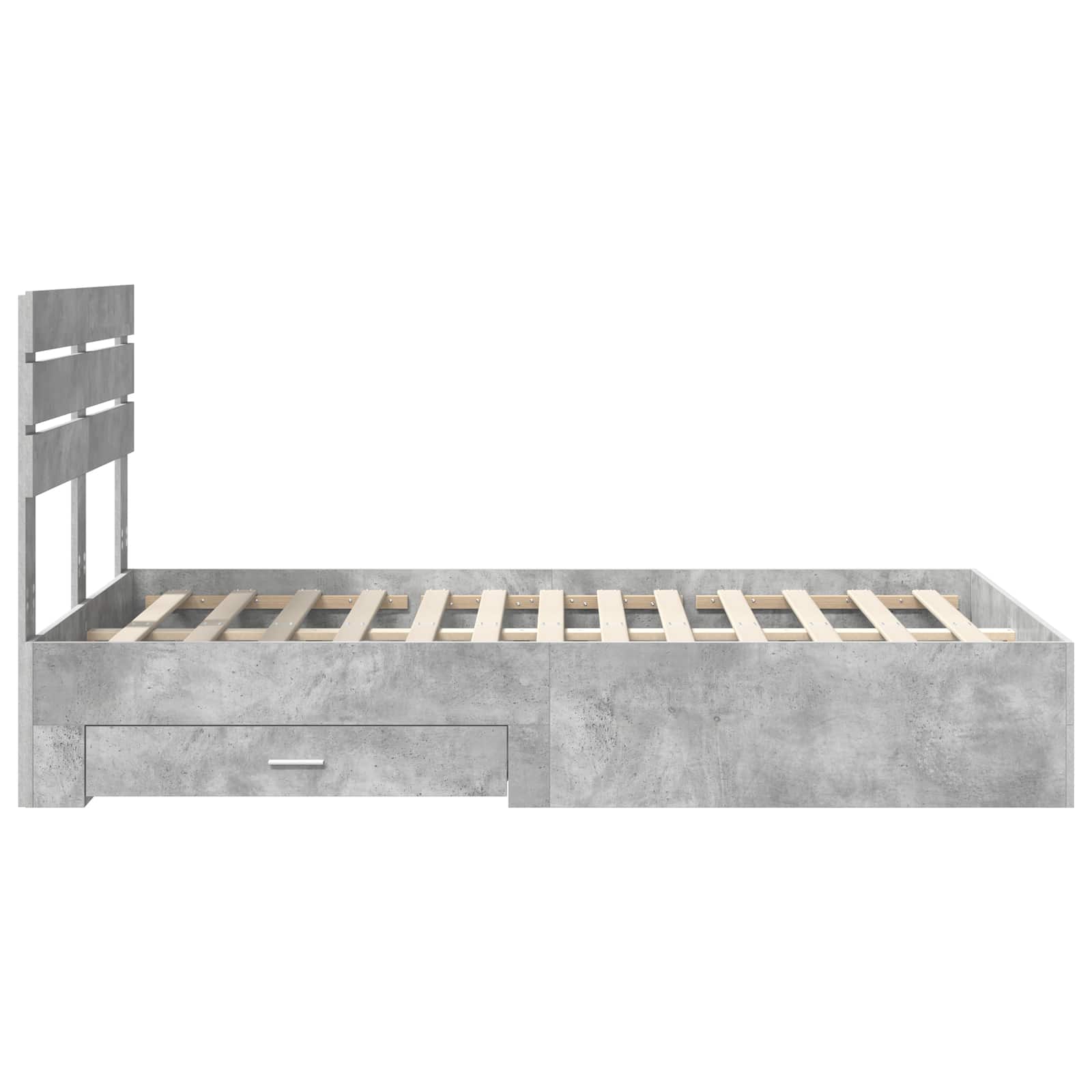 Cadre de lit gris béton 120 x 190 cm en panneau de bois - 9