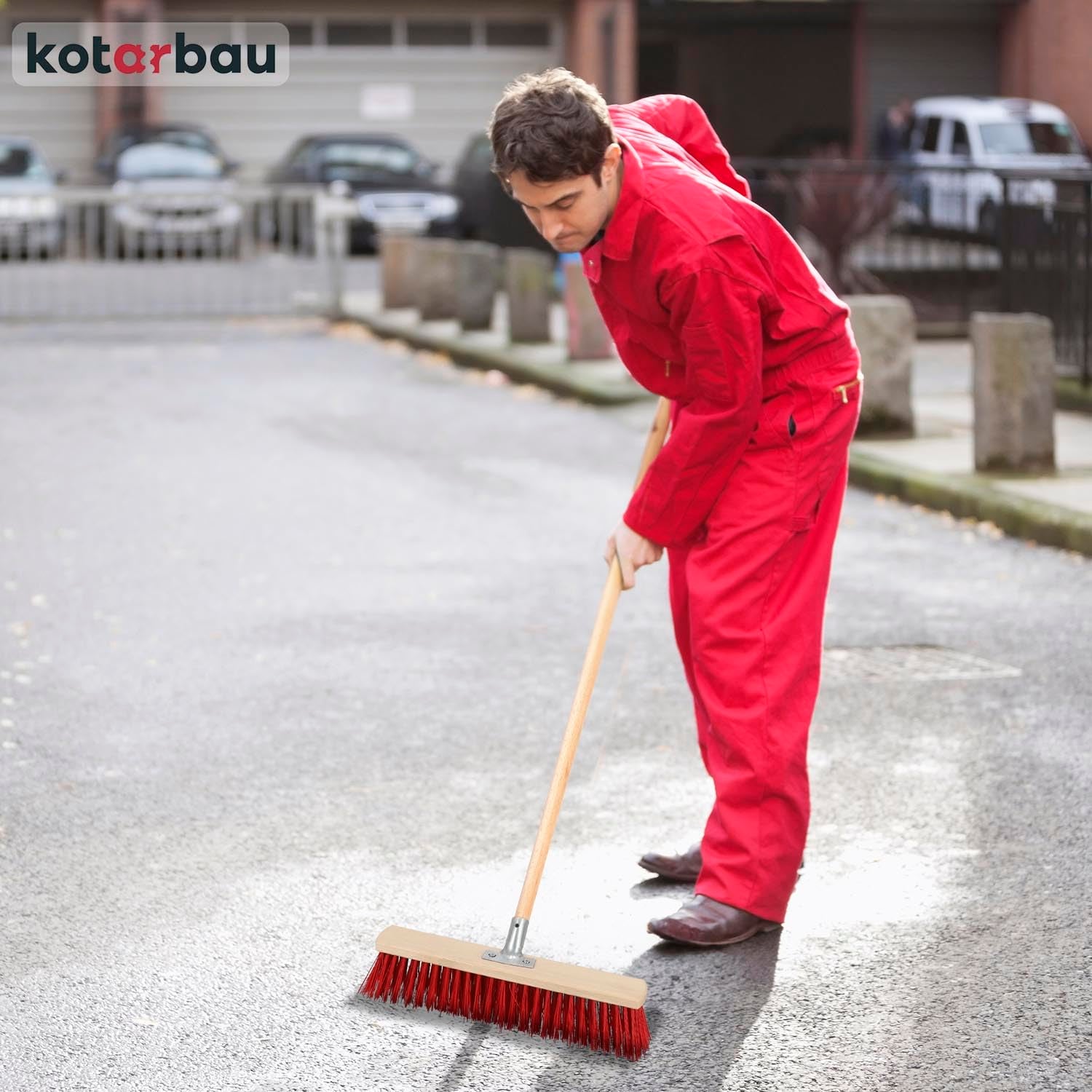 Balai de Route 400 mm avec Manche pour le Nettoyage des Terrasses, Garages et Jardins - Balai de Jardin - Balai Industriel - KOTARBAU - 2