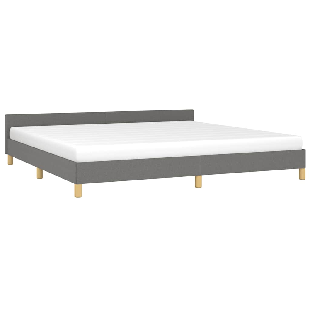 Cadre de lit sans matelas gris foncé 200 x 200 cm tissu - 3