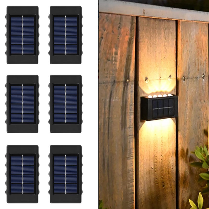 Zewnętrzna solarna lampa ścienna LED solarne oświetlenie schodowe wodoodporność na taras ogród patio światło ciepłe K zestaw szt