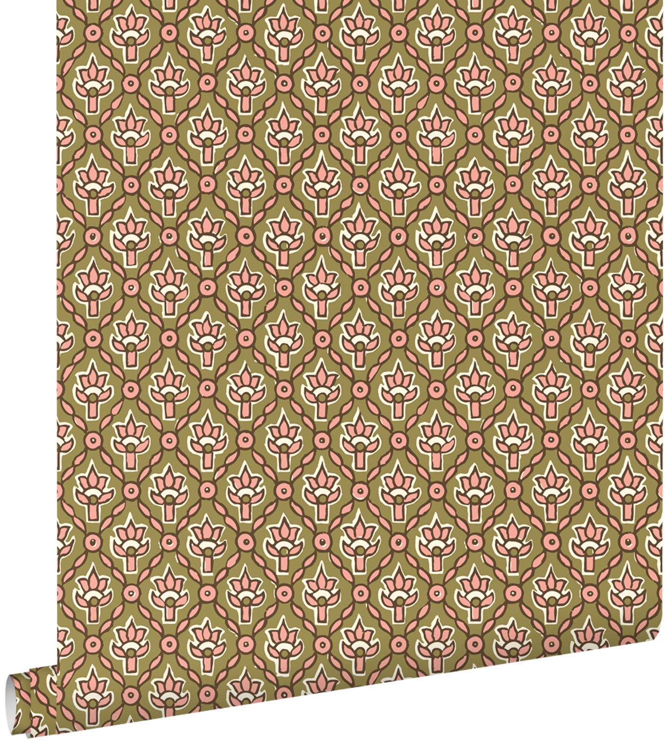 Tapeta zabytkowe kwiaty zielonym - 50 x 900 cm - ESTAHOME