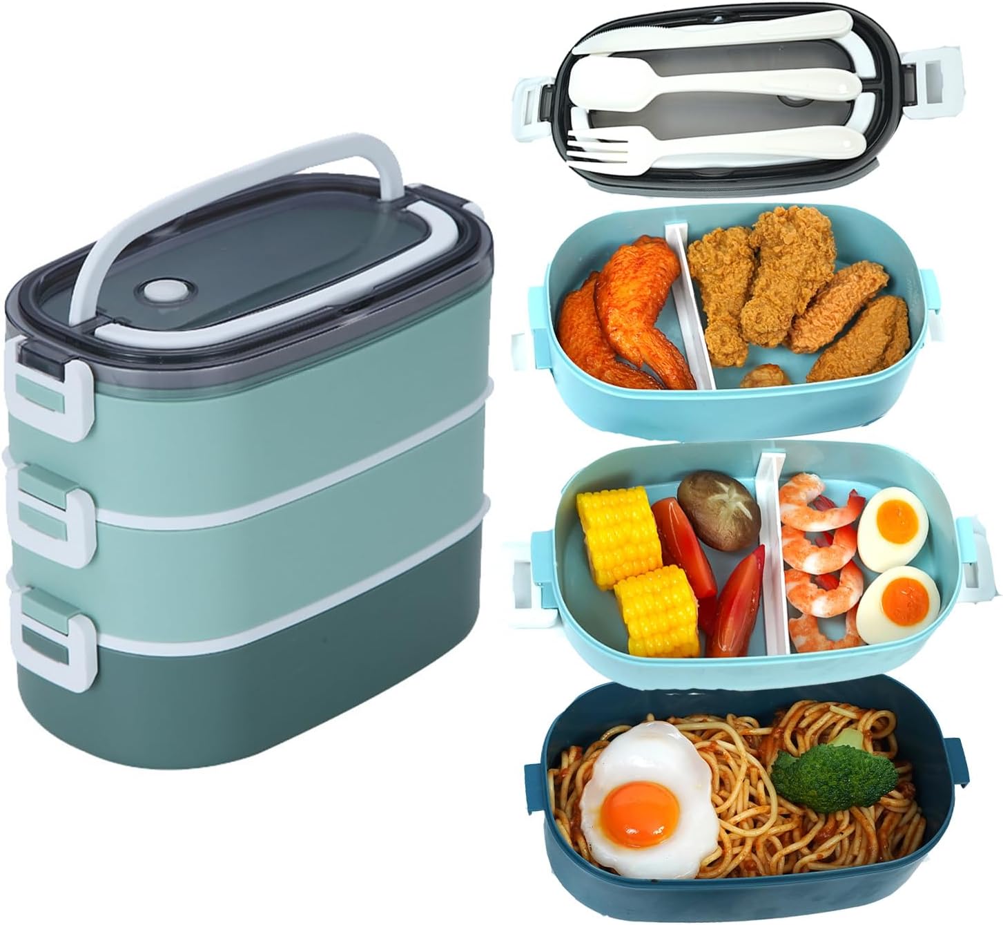 Lunchbox ze sztućcami i torbą termiczną, Bento Boxy dla dorosłych i dzieci, Przenośny Bento Box Lunchbox do pracy i szkoły
