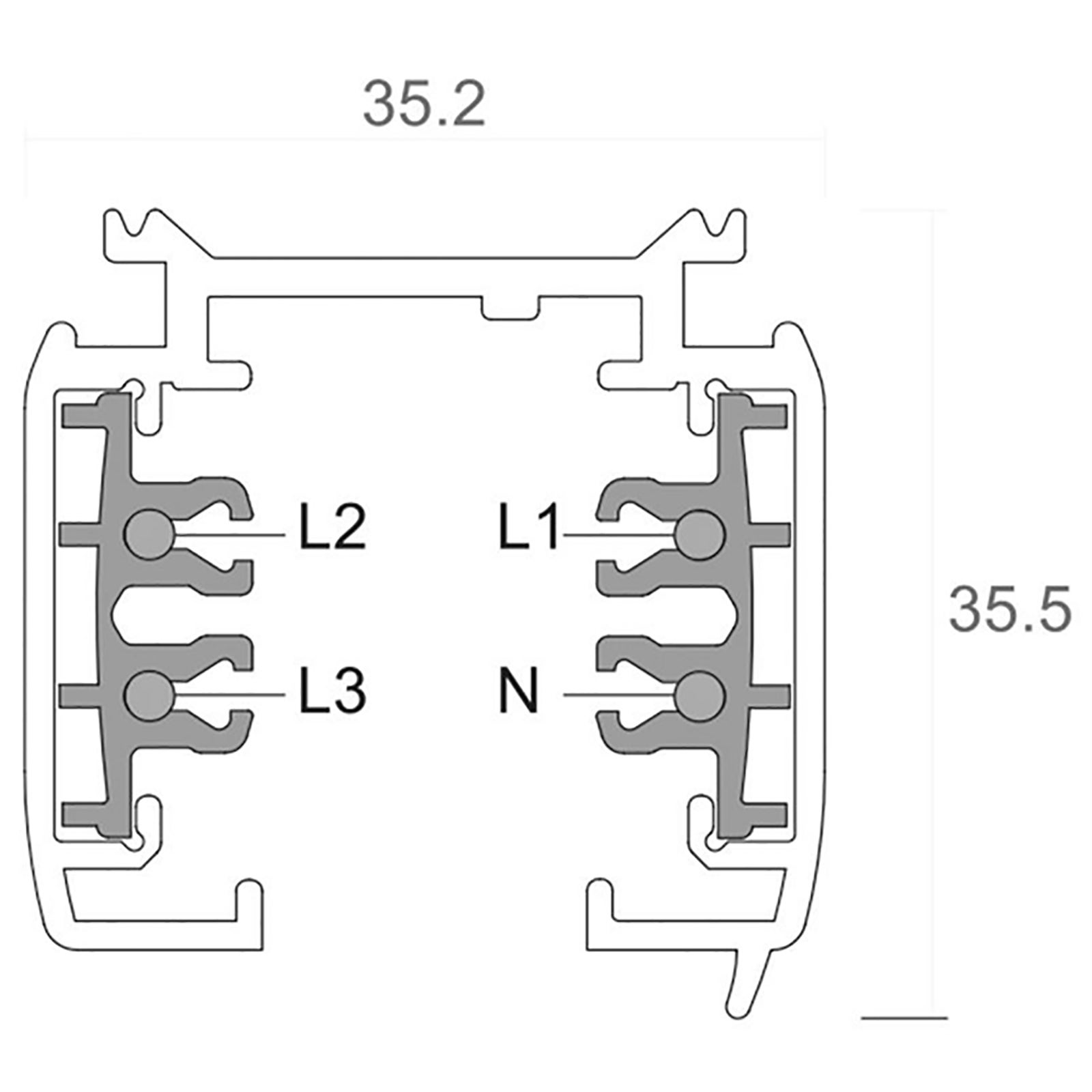 Binario Trifase da 2 metri 230V sistema di illuminazione per faretti trifase 3-Phase COLORE GRIGIO 2MT - 2